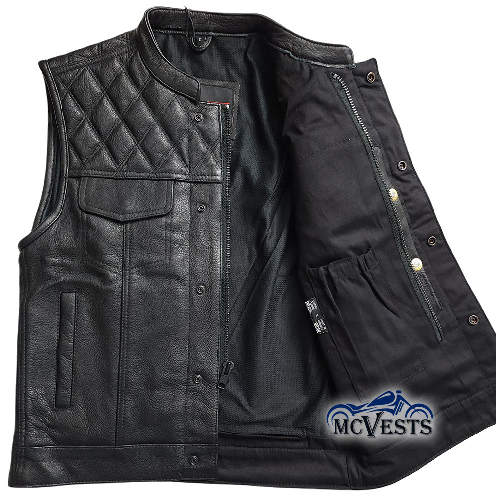 LIMITED TIME OFFER! $89 Diamond Pattern Club Vest with Premium Plush Naked Leather