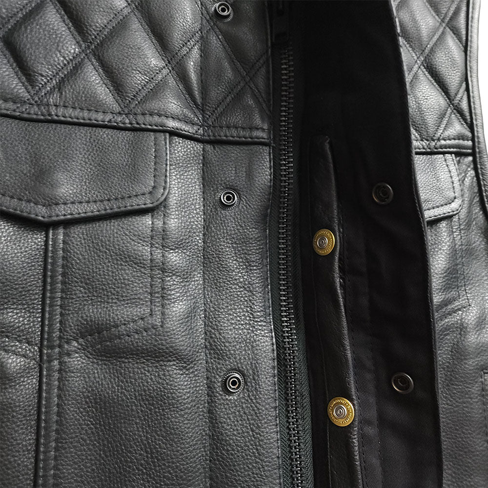 Diamond Pattern Club Vest with Premium Plush Naked Leather