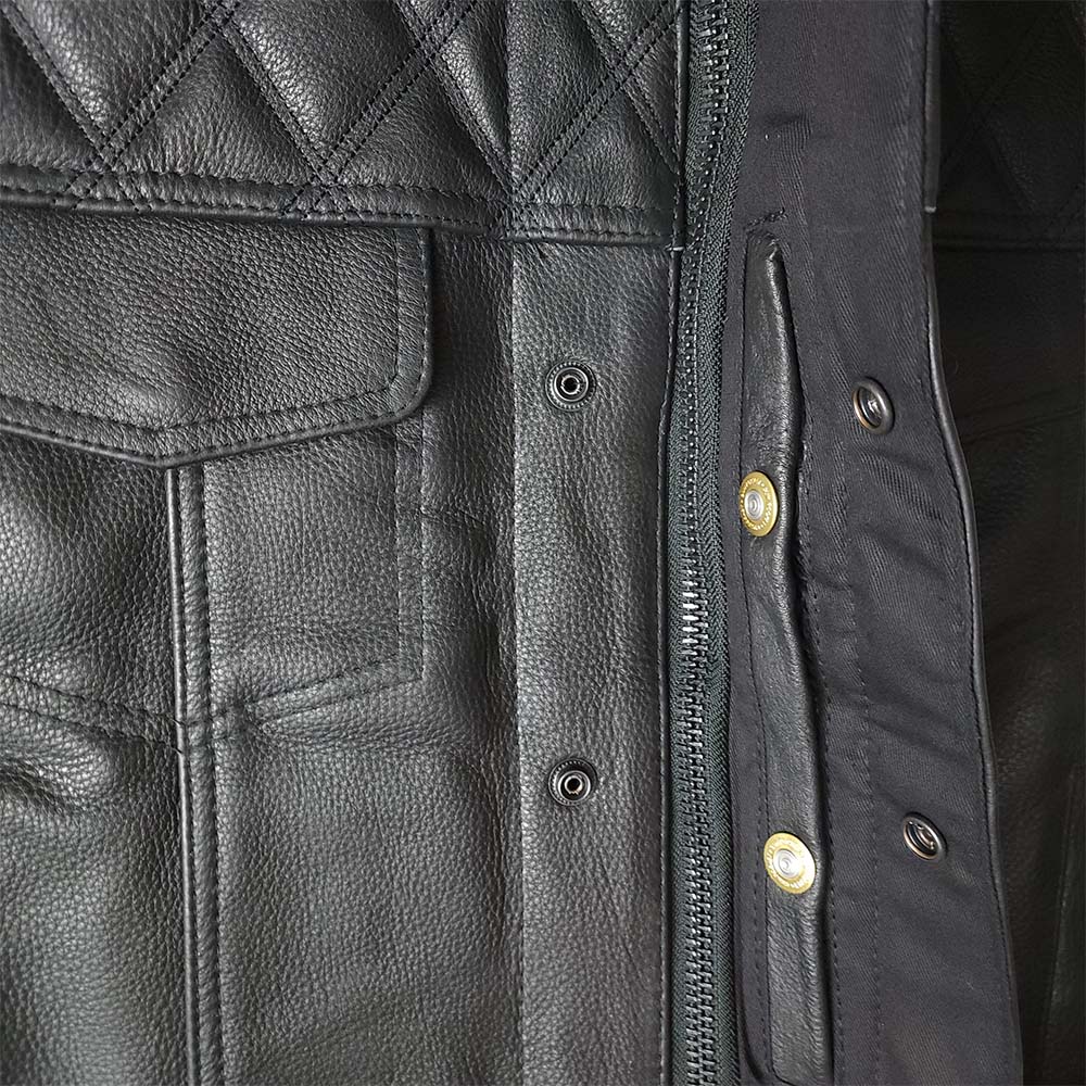Diamond Pattern Club Vest with Premium Plush Naked Leather