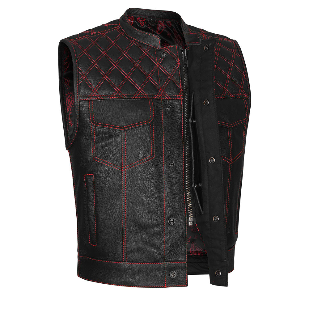 Red Diamond Stitch Vest with Bandana Liner - GUN524-RD
