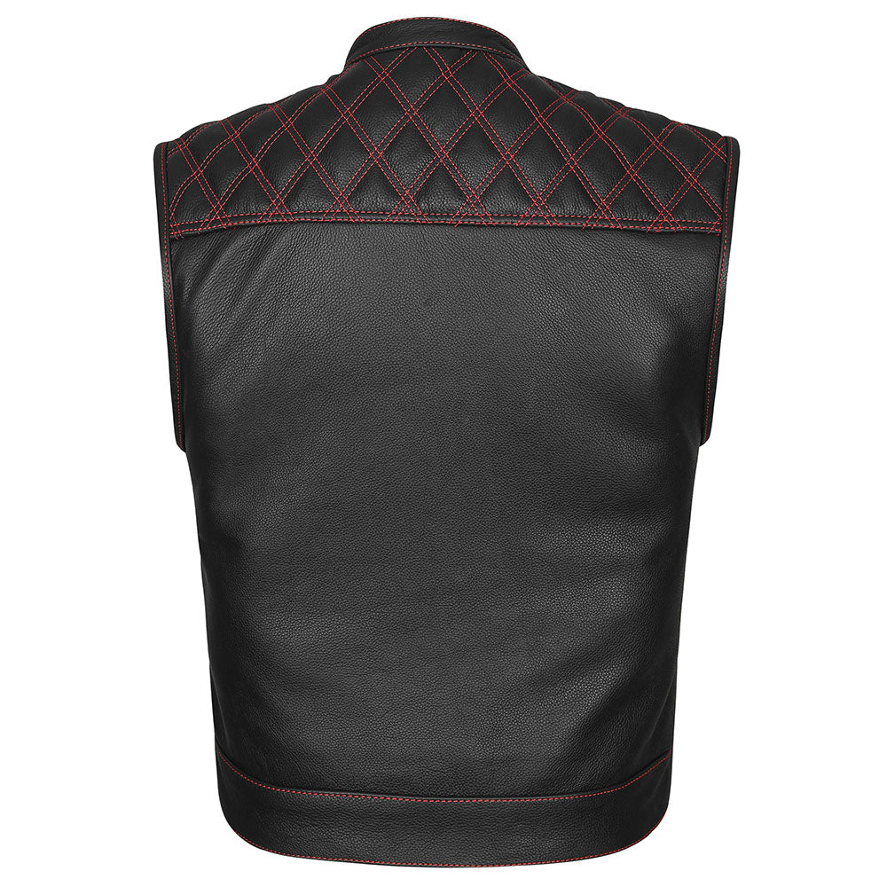 Red Diamond Stitch Vest with Bandana Liner - GUN524-RD