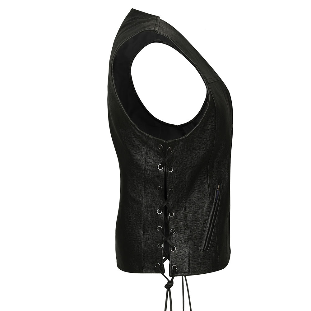 Aurora - Ladies Side Lace Leather Vest
