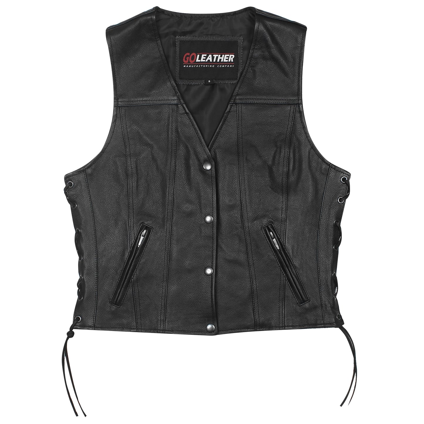 Aurora - Ladies Side Lace Leather Vest