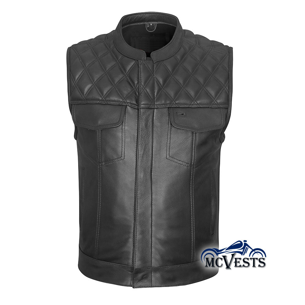 Diamond Pattern Club Vest with Premium Plush Naked Leather