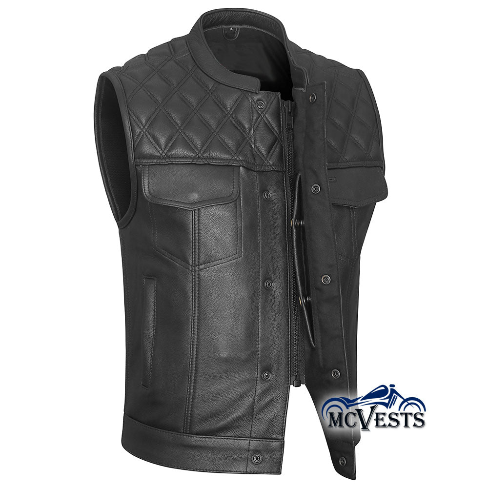 Diamond Pattern Club Vest with Premium Plush Naked Leather