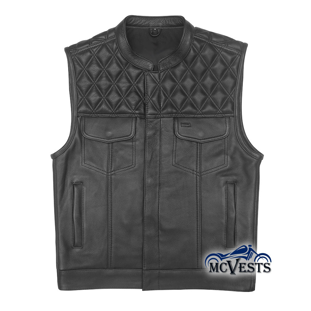 Diamond Pattern Club Vest with Premium Plush Naked Leather