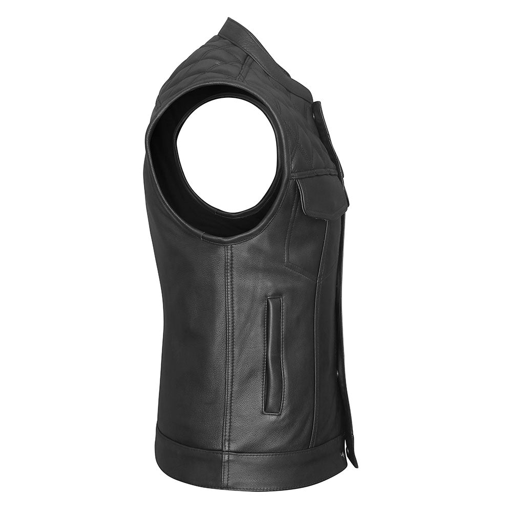 Diamond Pattern Club Vest with Premium Plush Naked Leather