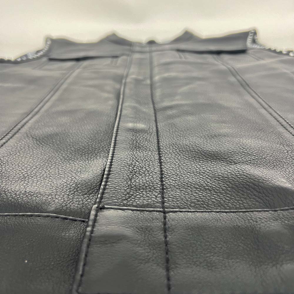 Premium Leather Vest with Black and Gray American Flag Liner- Size 3X (51)