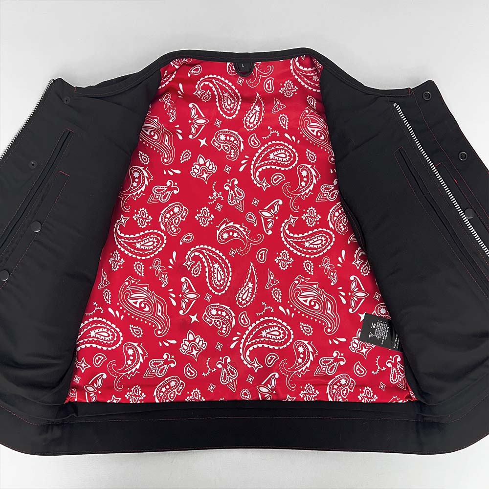 Red and White Lowcut Black Canvas Vest - Size Large (44)