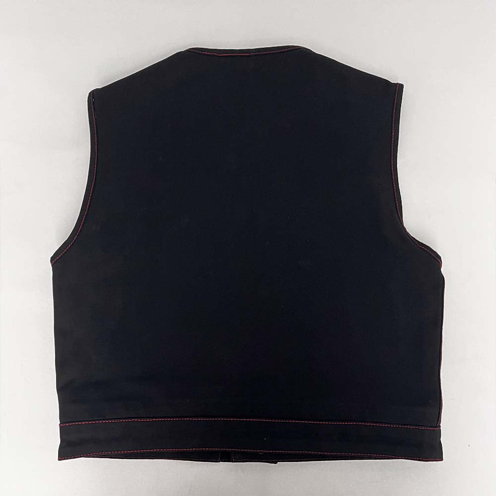Red and White Lowcut Black Canvas Vest - Size Large (44)