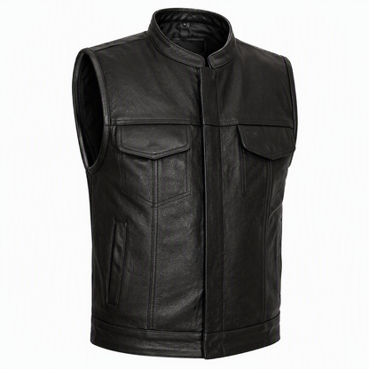 Anarchy Vest | Men's Club Style Leather Motorcycle Vest with Concealed Carry Pockets