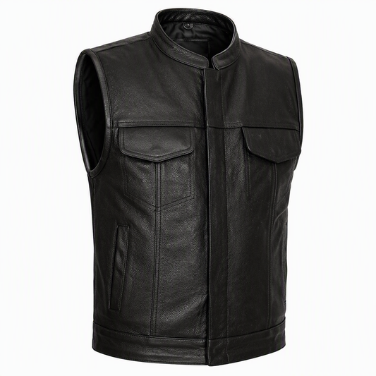 Anarchy Vest | Men's Club Style Leather Motorcycle Vest with Concealed Carry Pockets