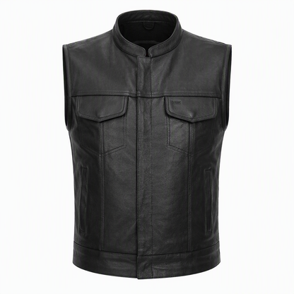 Anarchy Vest | Men's Club Style Leather Motorcycle Vest with Concealed Carry Pockets