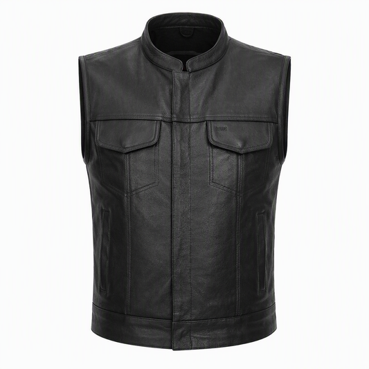 Anarchy Vest | Men's Club Style Leather Motorcycle Vest with Concealed Carry Pockets