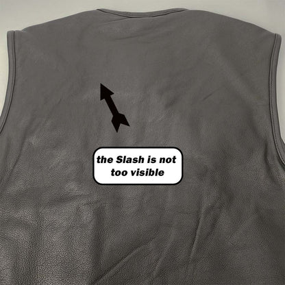 Premium Plush Leather Club Vest with Slash on Back - Size XL (49)