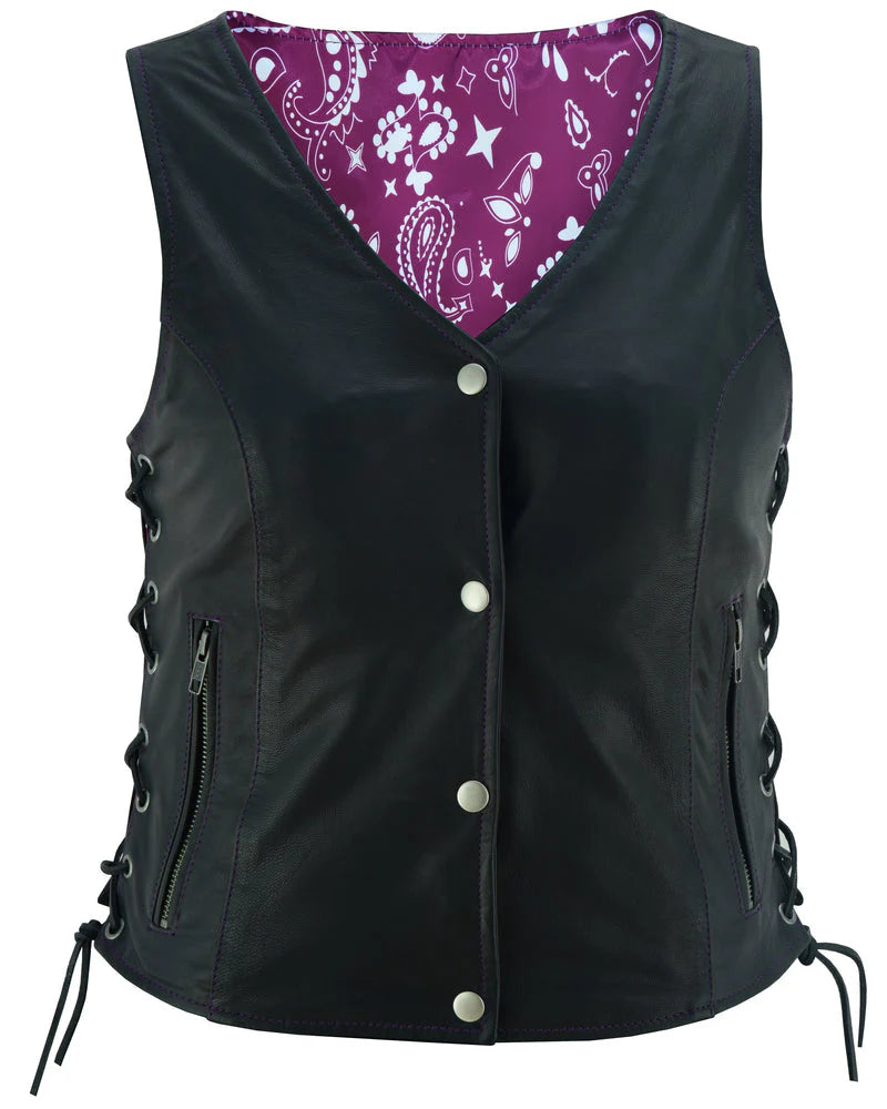 Ladies Vest with Purple Bandana Liner