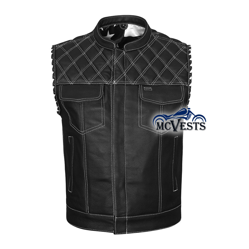 Savage Vest by MCVESTS - Diamond Stitch Vest with USA Flag Liner