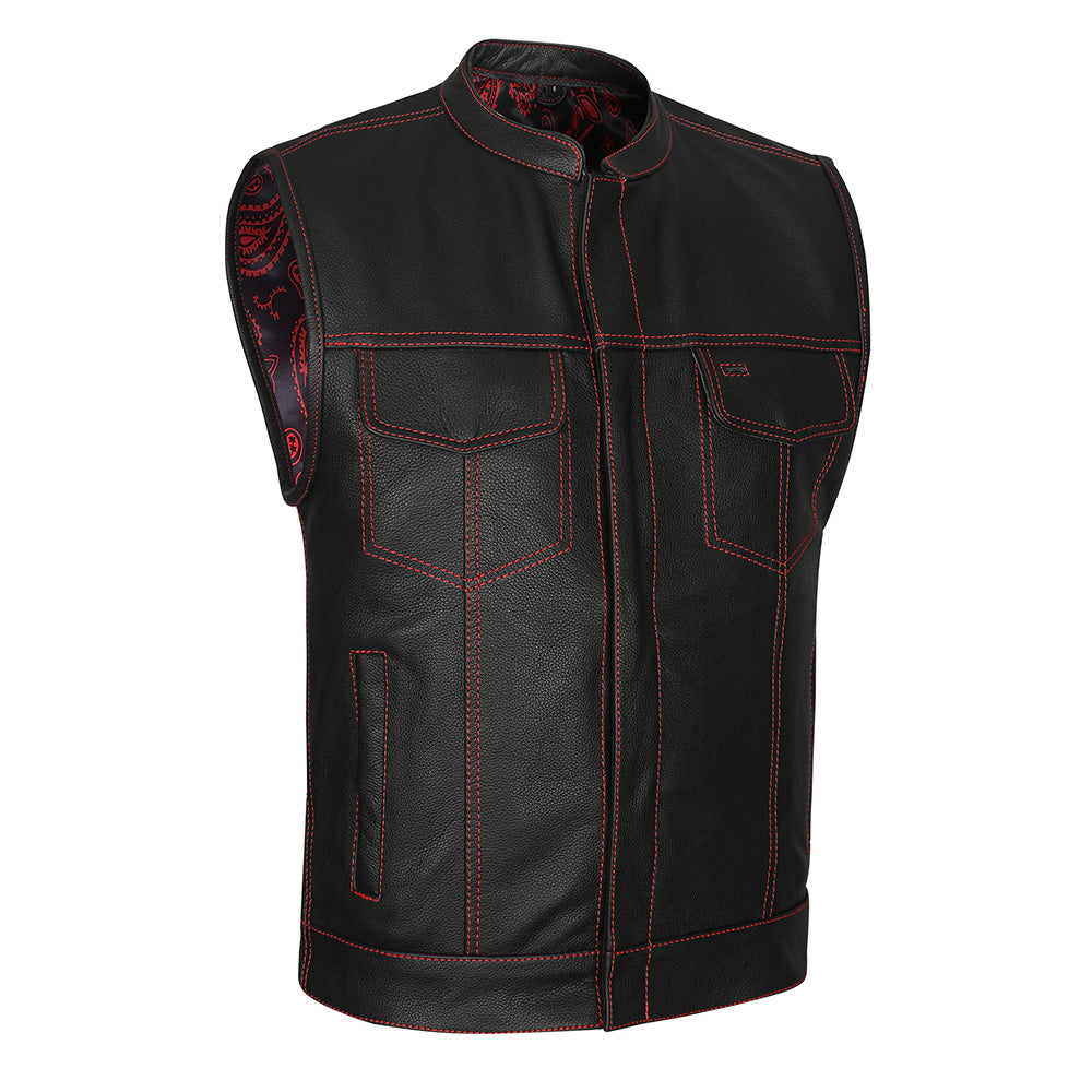 Red Stitch Club Vest with Bandana Liner - GUN522-RD