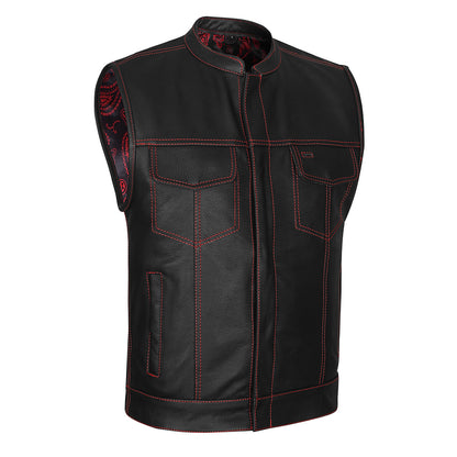 Red Stitch Club Vest with Bandana Liner - GUN522-RD