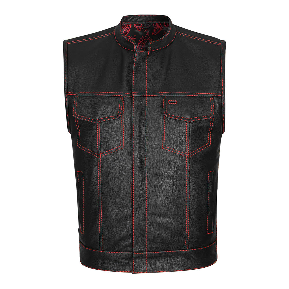 Red Stitch Club Vest with Bandana Liner - GUN522-RD