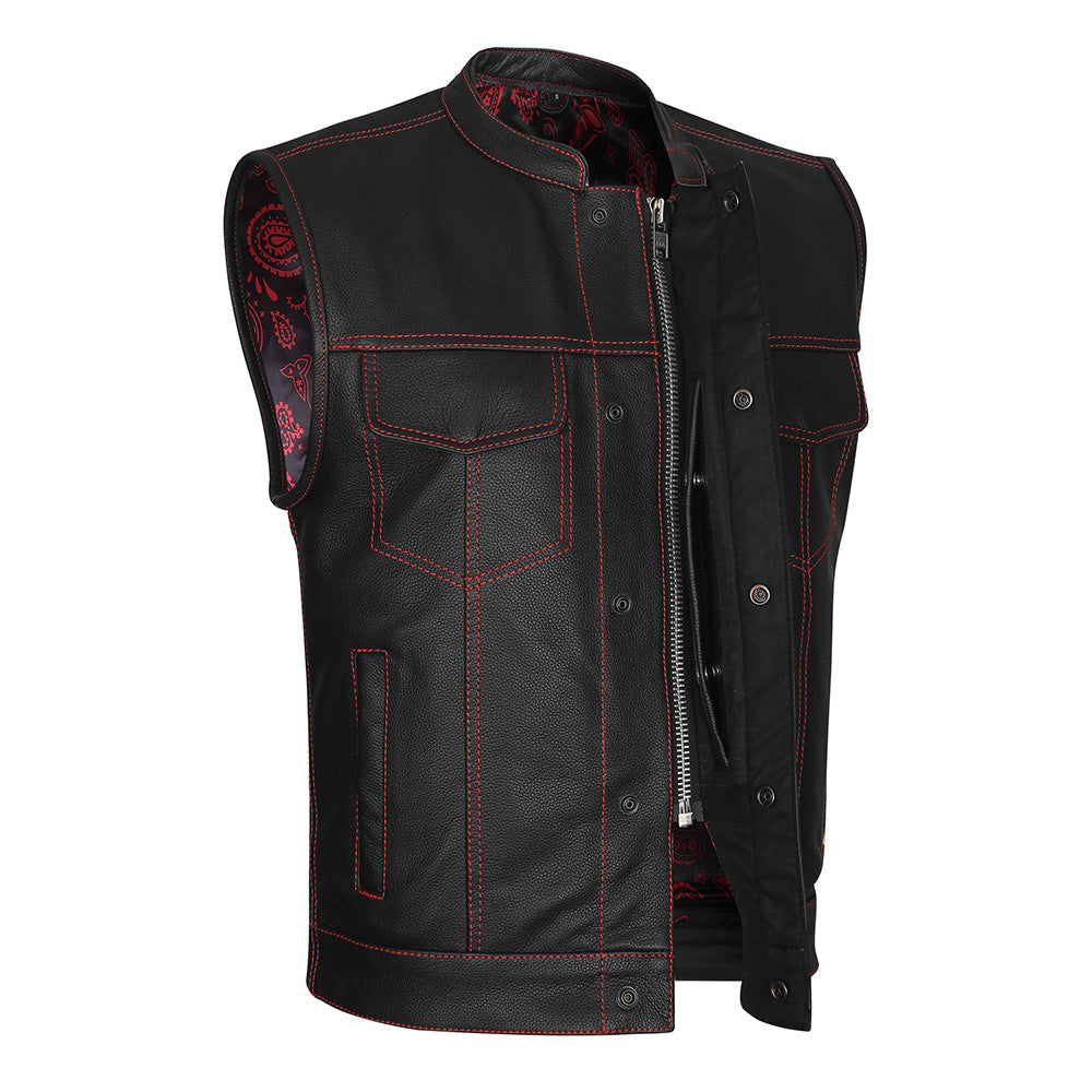 Red Stitch Club Vest with Bandana Liner - GUN522-RD