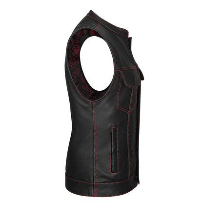 Red Stitch Club Vest with Bandana Liner - GUN522-RD