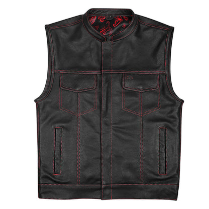 Red Stitch Club Vest with Bandana Liner - GUN522-RD