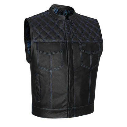 Blue Diamond Stitch Vest with Bandana Liner - GUN524-BU