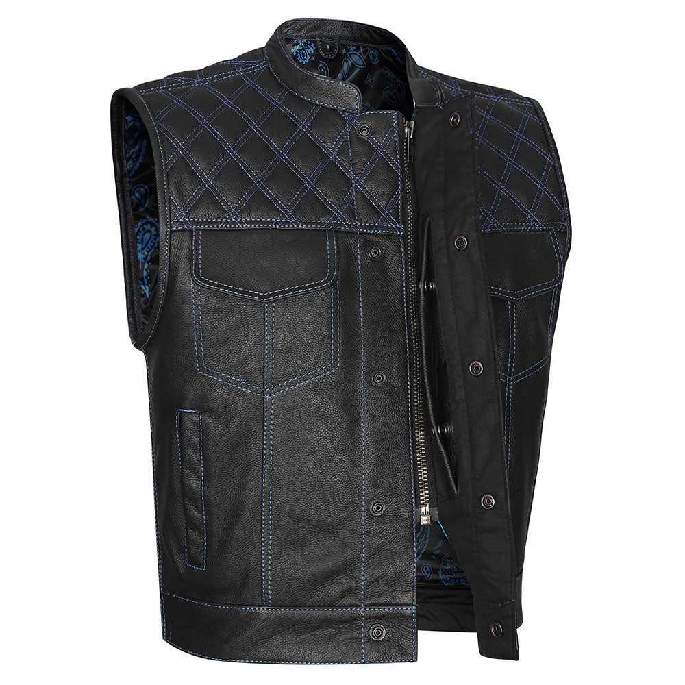 Blue Diamond Stitch Vest with Bandana Liner - GUN524-BU