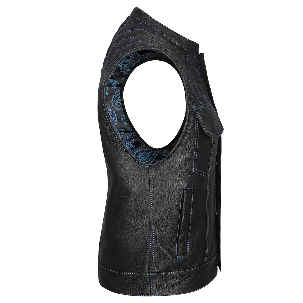 Blue Diamond Stitch Vest with Bandana Liner - GUN524-BU