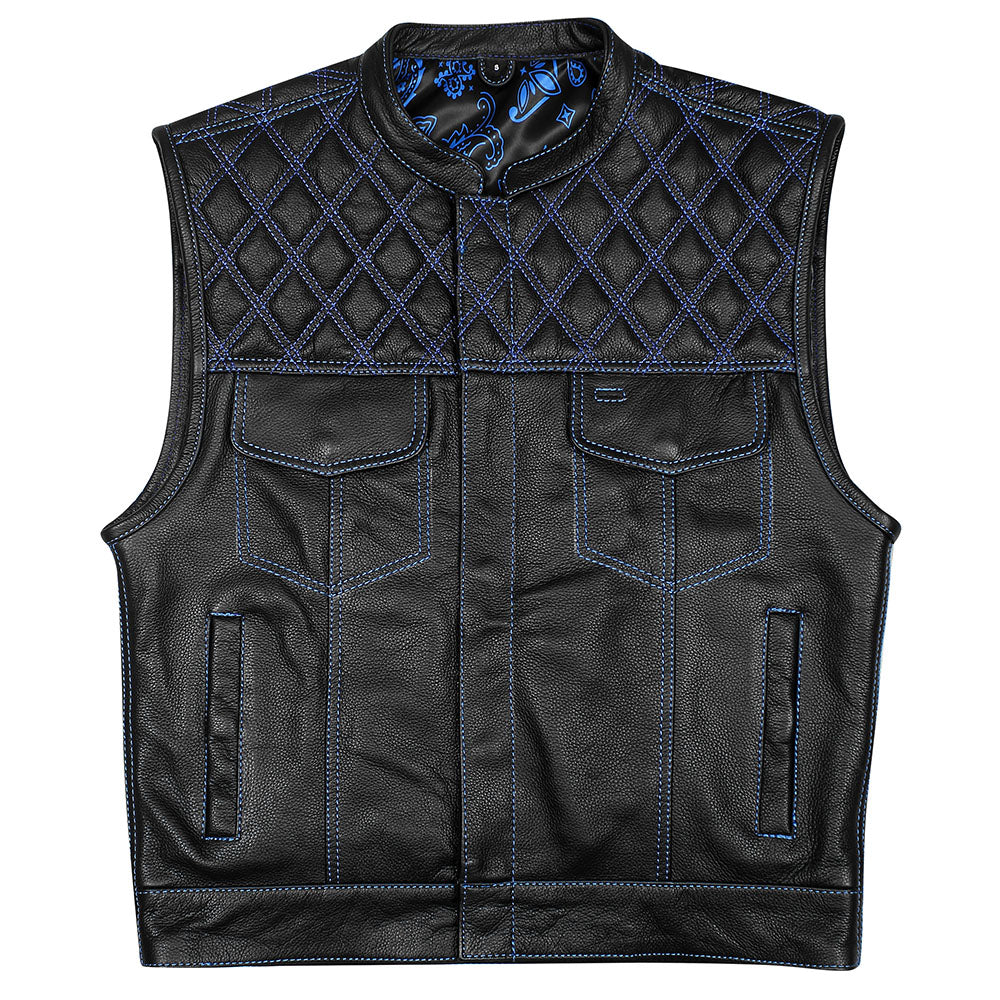 Blue Diamond Stitch Vest with Bandana Liner - GUN524-BU