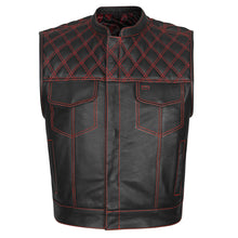 Red Diamond Stitch Vest with Bandana Liner - GUN524-RD