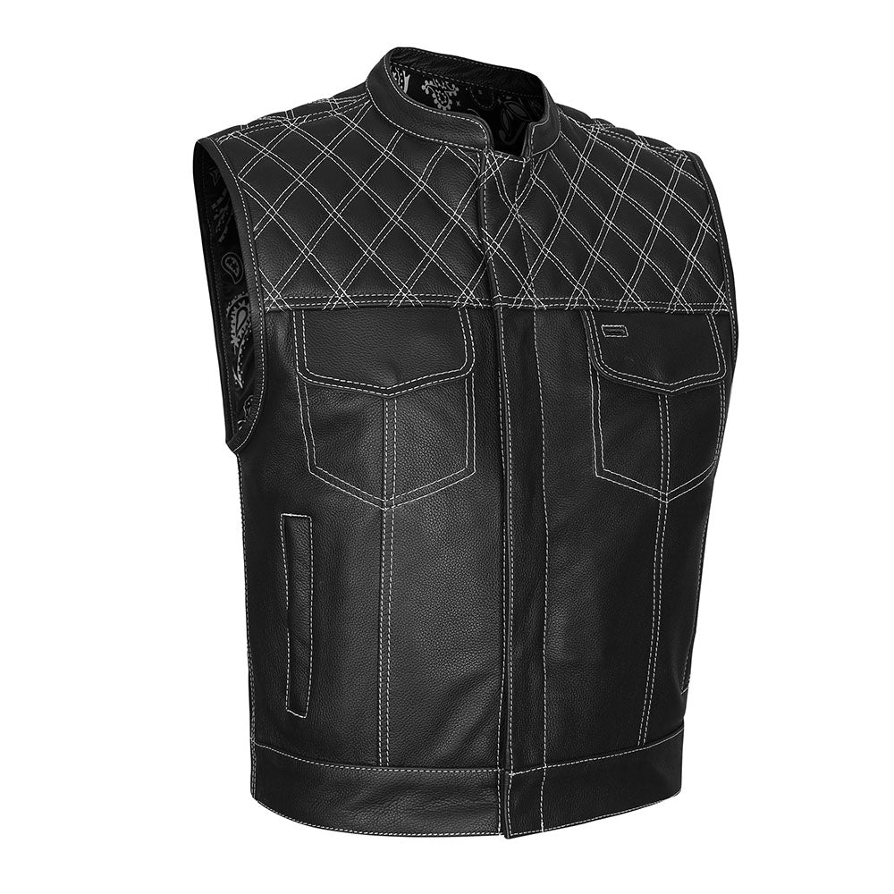 White Diamond Stitch Vest with Bandana Liner - GUN524-WH