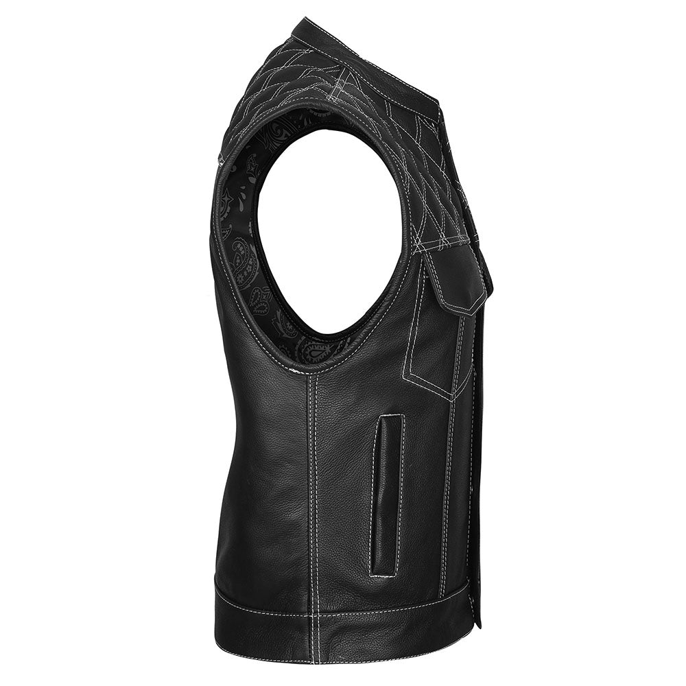 White Diamond Stitch Vest with Bandana Liner - GUN524-WH