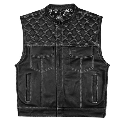 White Diamond Stitch Vest with Bandana Liner - GUN524-WH