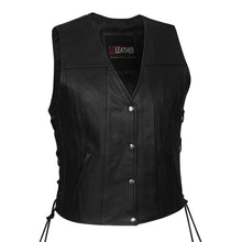 Aurora - Ladies Side Lace Leather Vest
