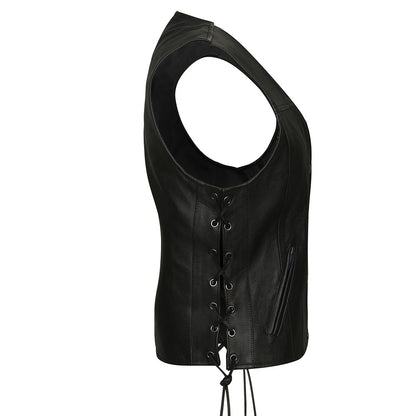 Ladies Side Lace Leather Vest