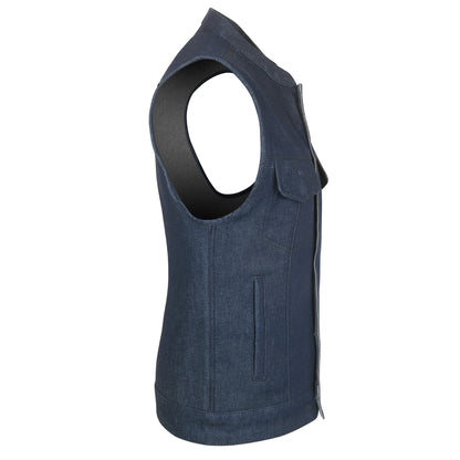 Blue Raw Denim Club Style Vest