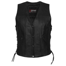 Aurora - Ladies Side Lace Leather Vest