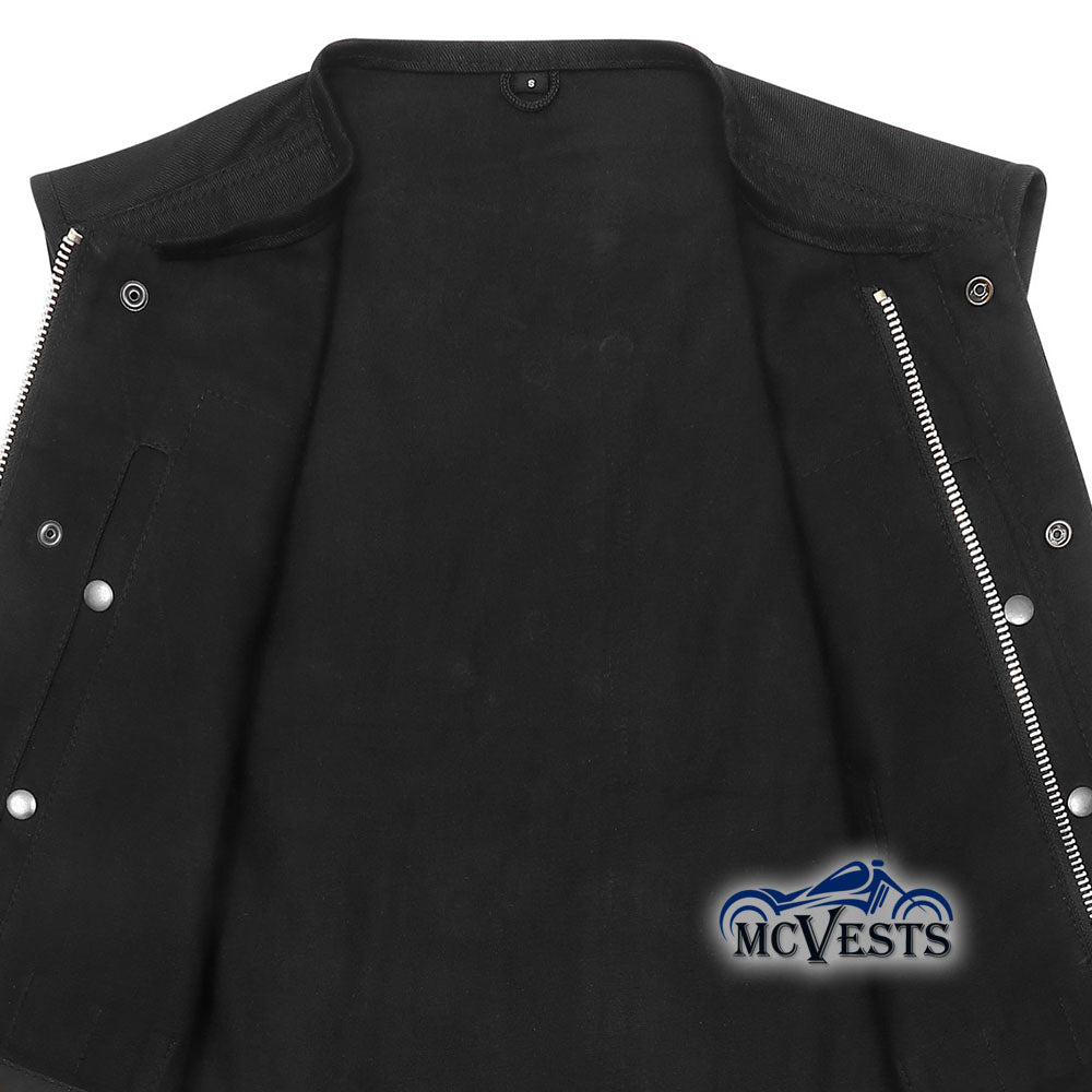 Black Denim Club Style Vest with Side Laces