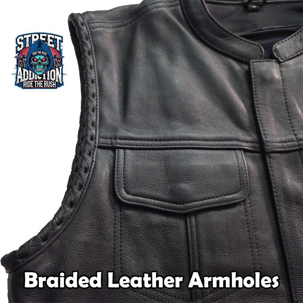 Reapers Creed Leather Motorcycle Vest | Street Addiction – MCVESTS