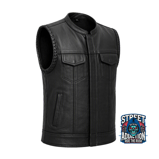 Reapers Creed mens motorcycle leather vest by Street Addiction