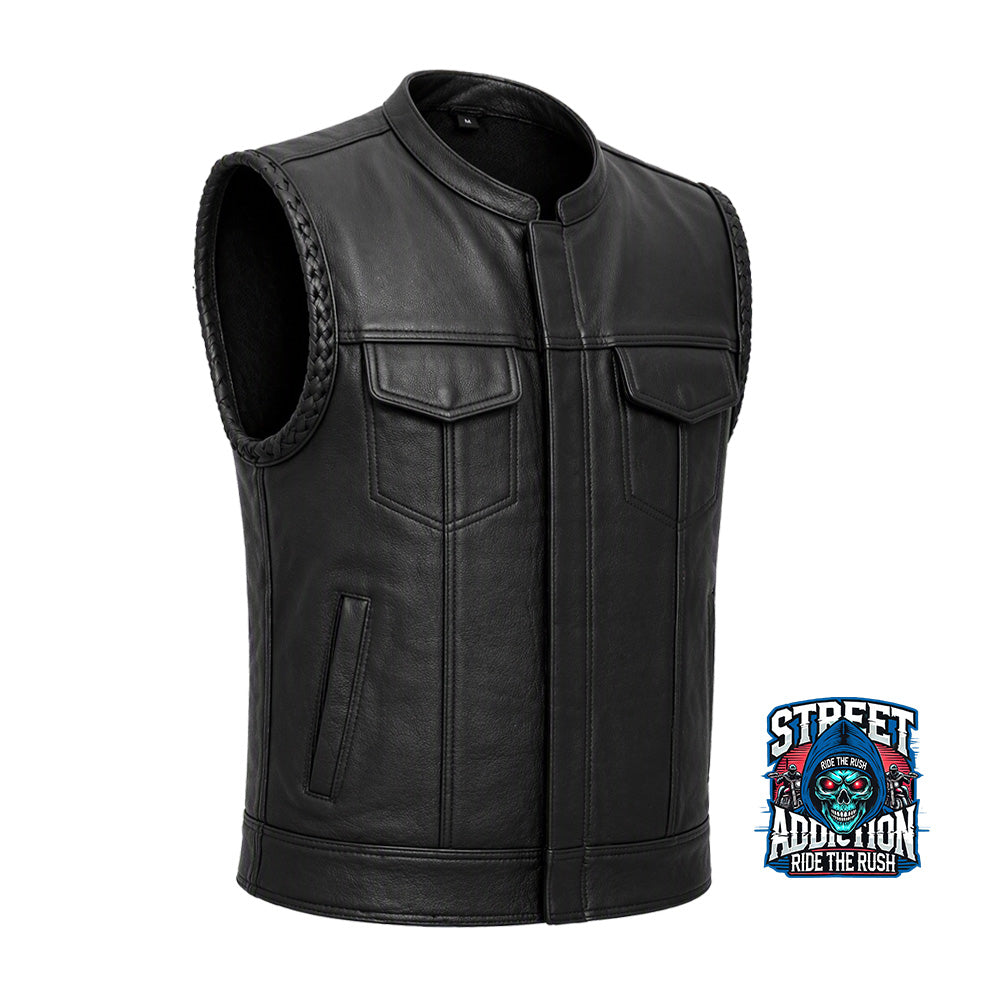 トップス HARDLY-DRIVEABLE motorcycle vest IVO Reapers Creed Leather Motorcycle Vest | Street Addiction – MCVESTS