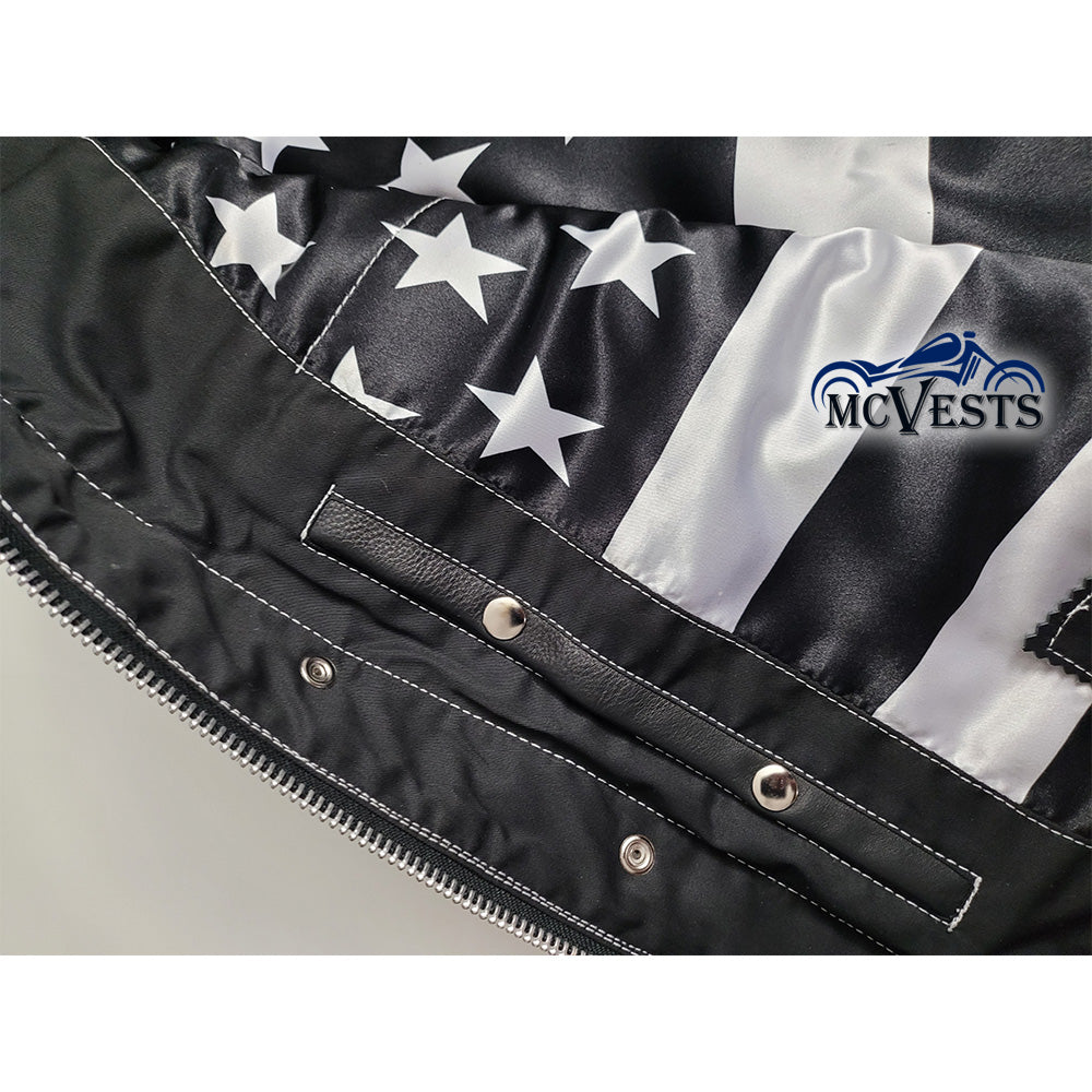 Savage Vest by MCVESTS - Diamond Stitch Vest with USA Flag Liner