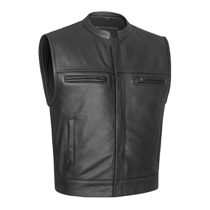 Relentless - Zippered Chest Pockets Blacked Out Club Vest by Street Addiction™
