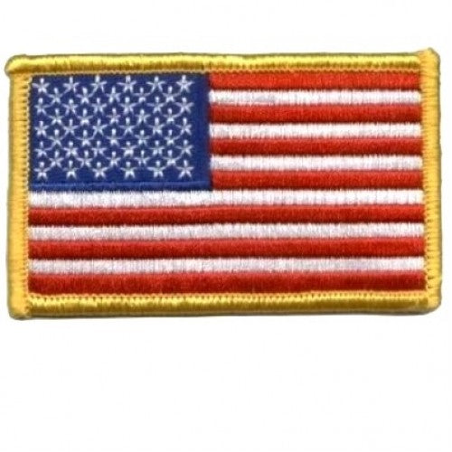 Patch - USA Flag Gold Border 3X2