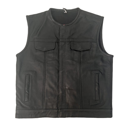 Premium Plush Leather Club Vest with Slash on Back - Size XL (49)