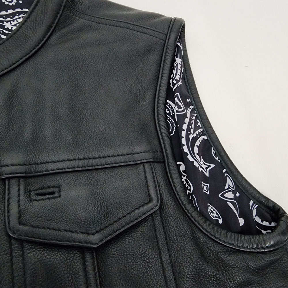 Premium Plush Leather Vest with Bandana Liner - Size Medium (42)