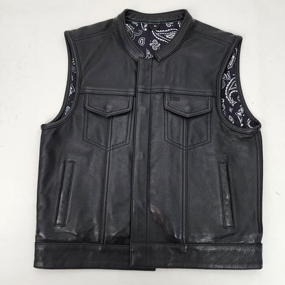 Premium Plush Leather Vest with Bandana Liner - Size Medium (42)