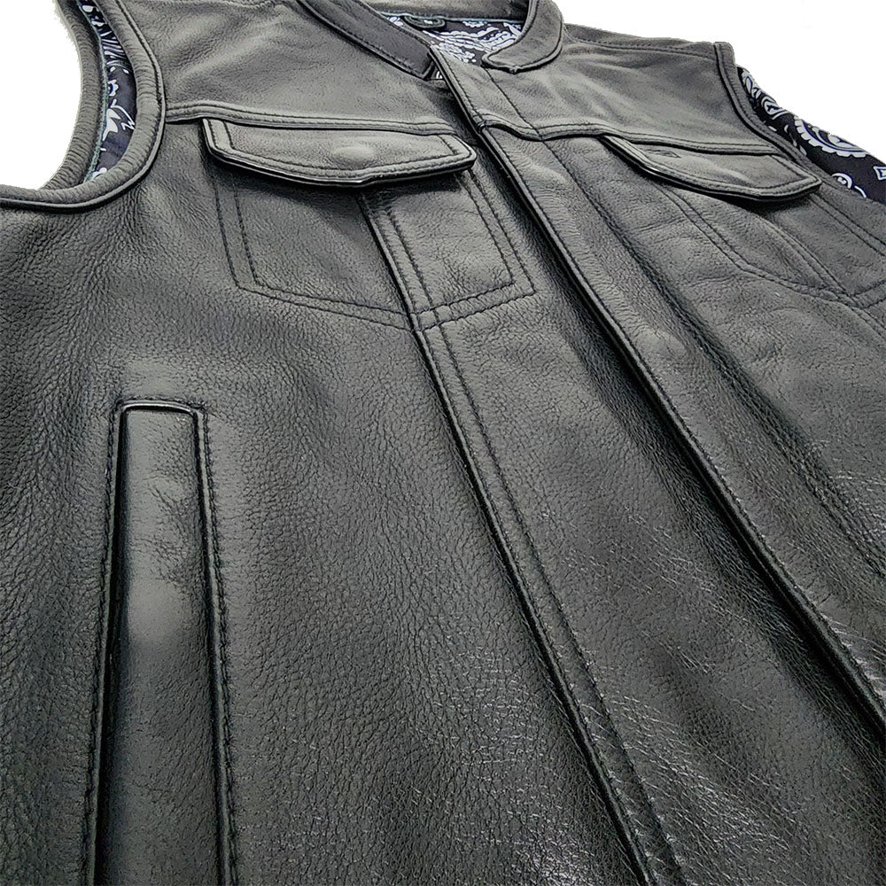 Premium Plush Leather Vest with Bandana Liner - Size Medium (42)